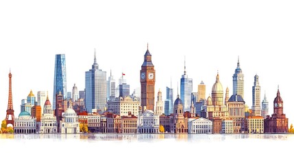 Obraz premium Vibrant Cityscape of Famous Landmarks