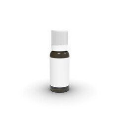 white medicine oil bottle in background, 3d render