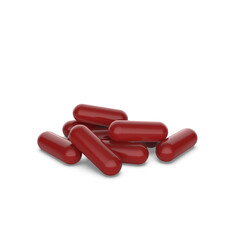 red pills isolated on white, 3d render
