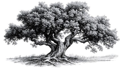 Majestic Black and White Tree Illustration