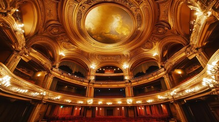 Obraz premium Elegant interior of a grand opera house with soaring arches and lavish decorations