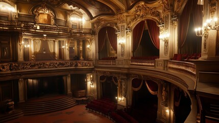 Obraz premium Magnificent opera house interior showcasing ornate details and grand architectural elements
