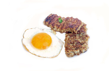 Breakfast with goetta  and fried egg