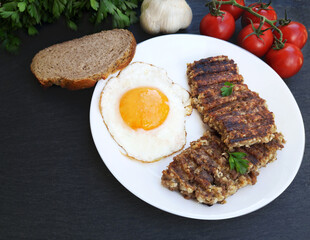 Breakfast with goetta  and fried egg
