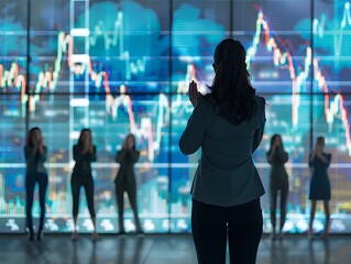 Businesswoman Celebrating Successful Financial Report with Team