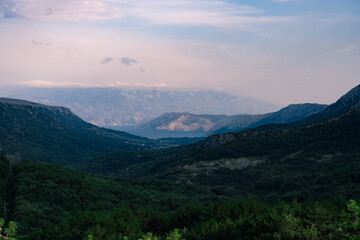 mountains in the morning