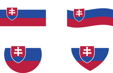 Fototapeta premium Slovakia flags set. Circle icon. waving flag. heart shape icon. Various designs