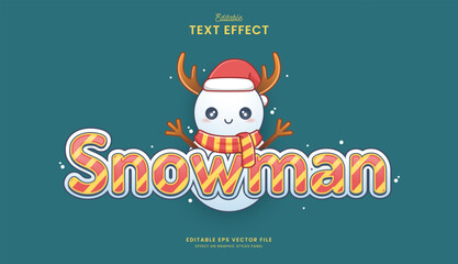 decorative cute snowman editable text effect design