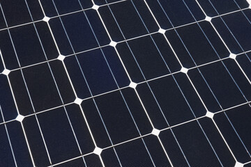 Close-up of an industrial solar panel for electricity production.