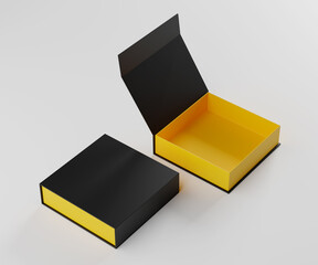 Blank Product Packaging Box for Mockups Open and Closed - 3D Illustration Render