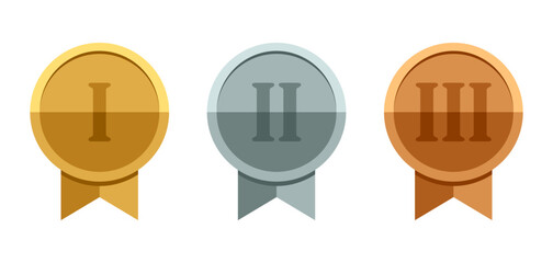 Gold, silver and bronze - medals set with Roman numerals