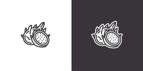 Pitahaya on white and black background. Original vector illustration in vintage style.