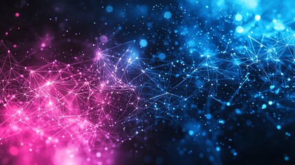Fototapeta premium Abstract image of vibrant pink and blue network connections creating a captivating digital landscape.
