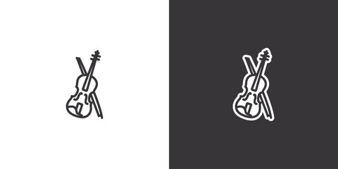 Violin and bow on white and black background. Original vector illustration in vintage style. © artmarsa