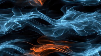 Fototapeta premium This captivating digital artwork features colorful smoke swirls against a dark background, showcasing vibrant hues of red, blue, green, and yellow that mesmerize the viewer SEAMLESS PATTERN