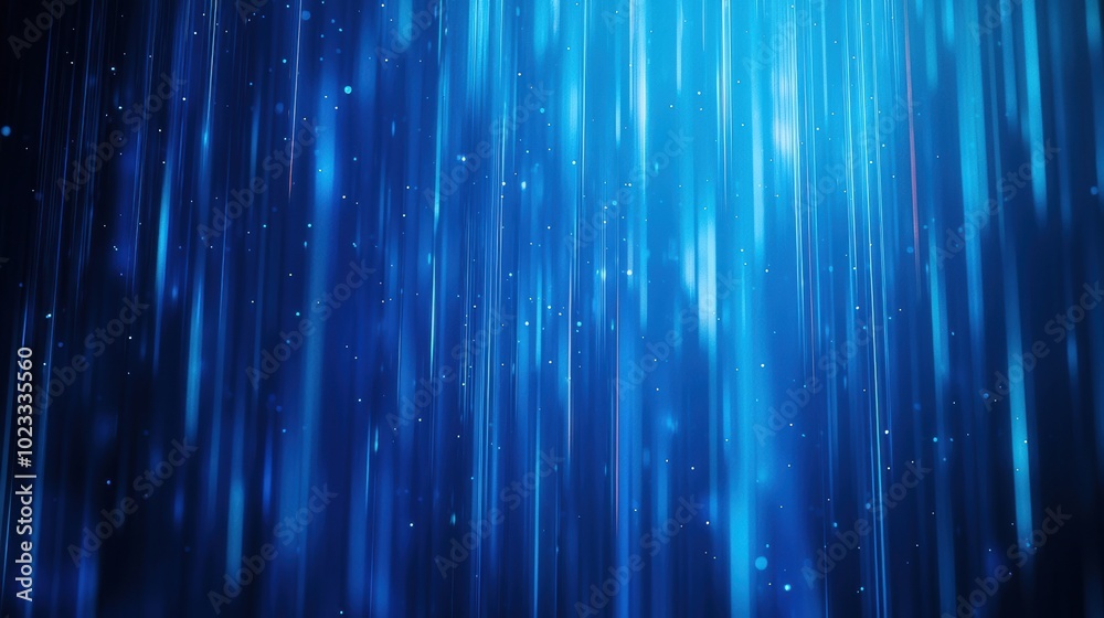 Poster stunning blue light rays shimmer in a dark background, creating a mesmerizing atmosphere filled with