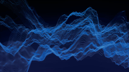 Futuristic point wave of particles. Visualization of sound waves. Technology or science banner. Abstract digital 3D wave. Vector illustration.
