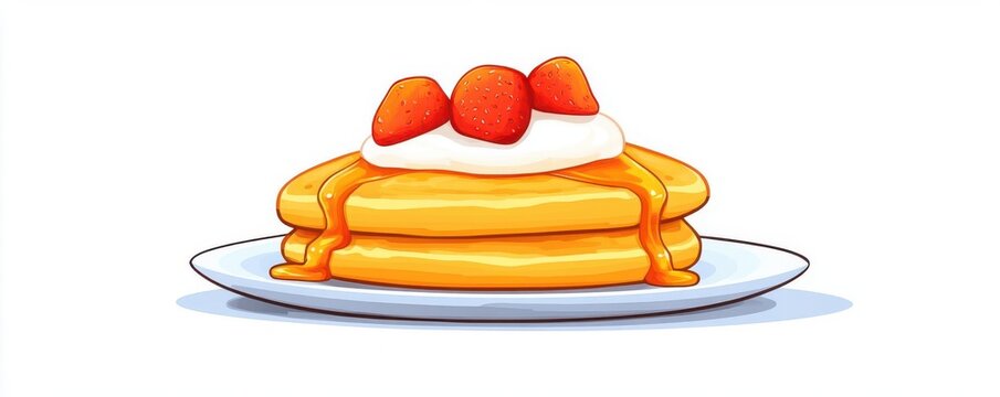 recommend clip art: pancake illustration side view breakfast theme cartoon drawing Split-complementary color scheme