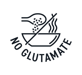 No monosodium glutamate, MSG - icon in bold line