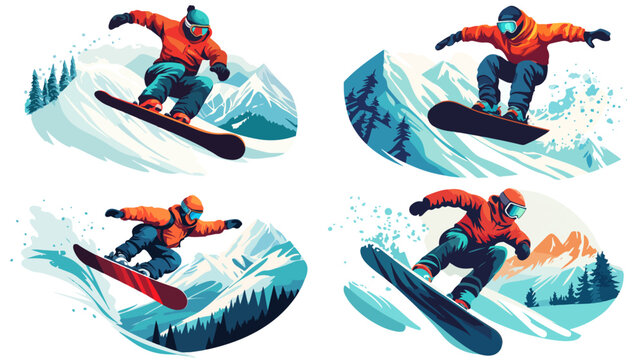 Illustration of snowboarding concept. Extreme. Snowboarder.