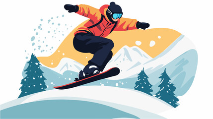 Naklejka premium Illustration of snowboarding concept. Extreme. Snowboarder.