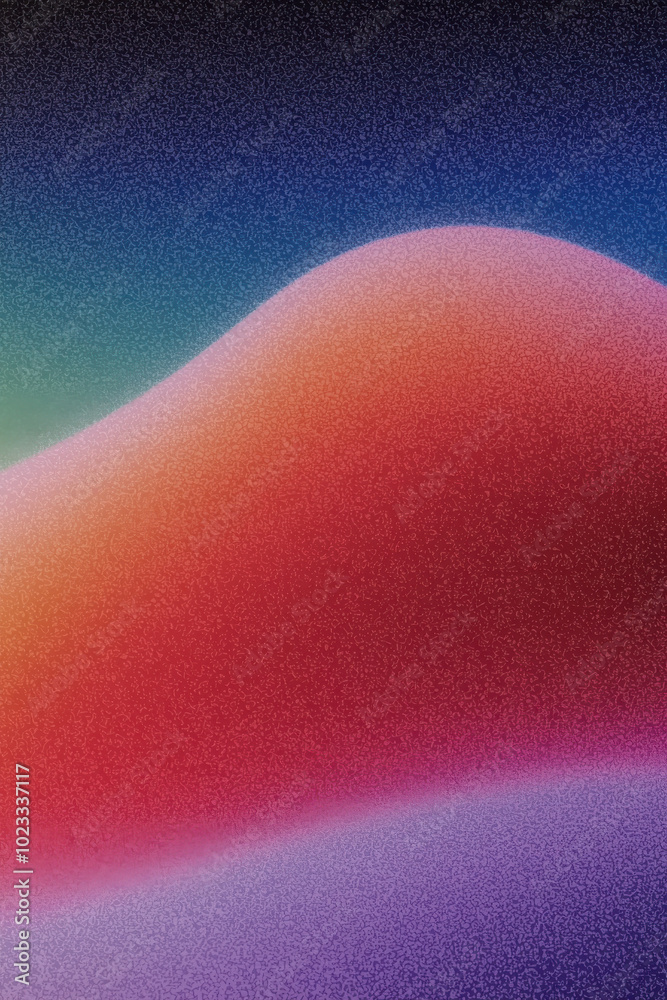 Poster a vibrant abstract composition showcasing smooth curves and a gradient blend of colors, creating a d