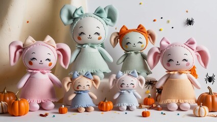 Cute Halloween greetings with toys for kids