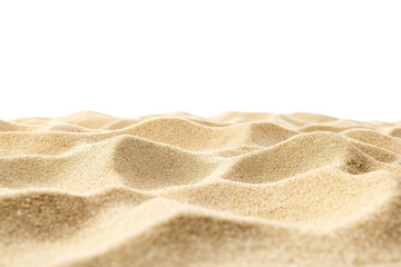 Naklejka na ściany i meble Beach sand on white isolated background, transparent Die cut PNG.