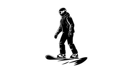 Obraz premium Black and white illustration of snowboarding concept. Extreme. Snowboarder.