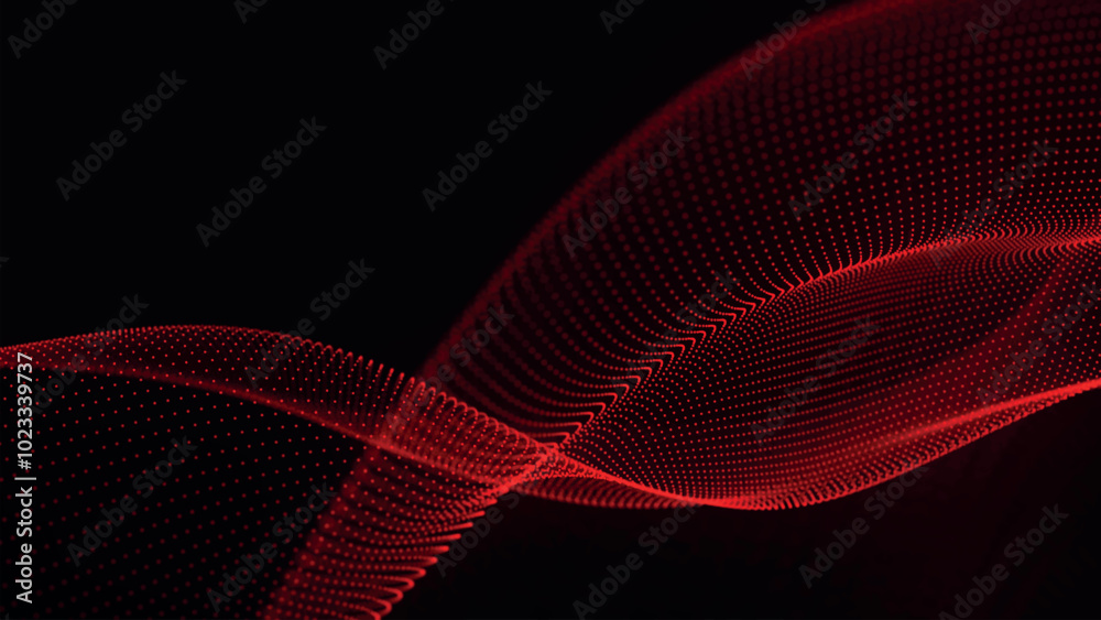Poster futuristic point wave of particles. visualization of sound waves. technology or science banner. abst