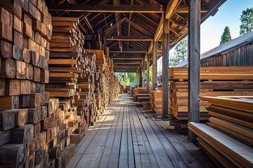Lumber Yard Stock Image of Wood Pile, Counting Wooden Planks
