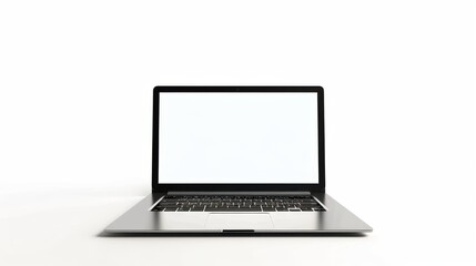 Fototapeta premium Laptop with blank empty white screen display mock-up, isolated on white background