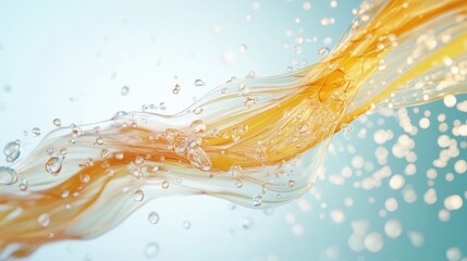 3D visualization of a hair strand enveloped in a nourishing vitamin serum, healing damage and providing deep hydration