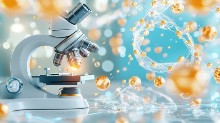 Fototapeta premium Advanced Microscope with Scientific Elements in Focus