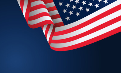 Obraz premium Waving American flag clipart background vector banner flat graphic illustration, US flag close up frame border for 4th of July, Veterans Day, Election, Presidents Day, Memorial Day, Labor Day, Sale