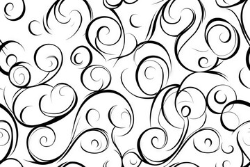 Seamless Pattern -  Abstract black and white swirling pattern