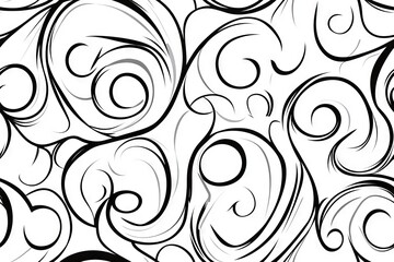 Seamless Pattern -  Abstract swirls and lines in black and white.