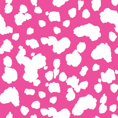 Abstract Shape seamless pattern with White spots. Vector doodle illustration on Pink background. Flat Template for fabrics, textiles, Wrapping paper, Print tshirt, Cover, Decoration
