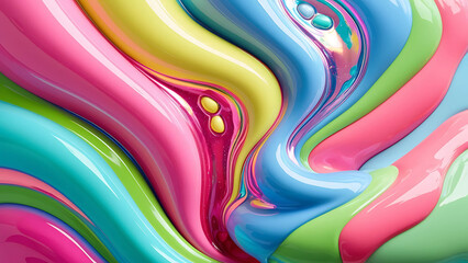 Colorful Abstract Swirls: A Playful Composition of Pink, Blue, and Green 2