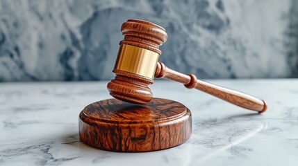Obraz premium Minimalist Judge Gavel on Plain Background