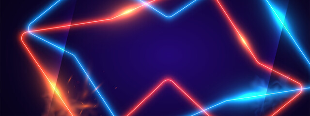 Abstract futuristic background with neon light lines. Vector illustration.	
