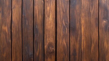 Naklejka premium Dark wood texture with deep brown grains and rough, weathered surface, creating a rustic and natural look on a plain background 
