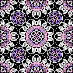 Pattern with crochet granny square with flowers wallpaper handmade decorative art design print	