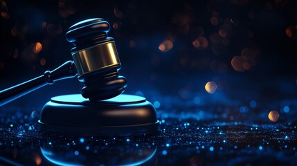 Modern Gavel Icon on Shimmering Background