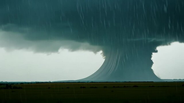 Slow Motion Rainstorm In Tornado Alley During Bad Weather, 4K 
