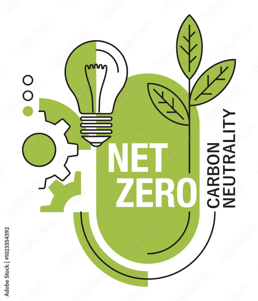 Sticker Net zero - CO2 neutral, abstract geometric emblem