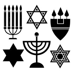 Jewish Vector Icons silhouette vector illustration