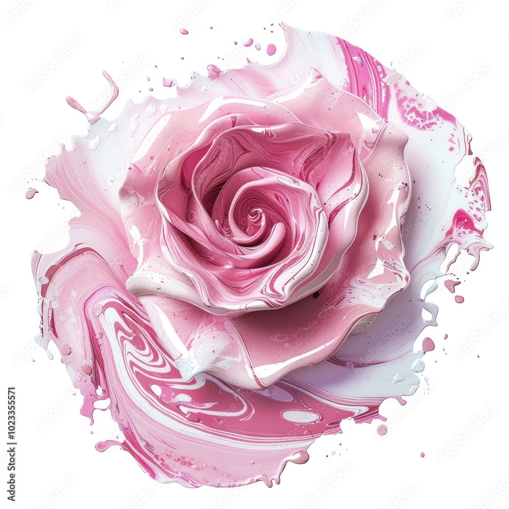 Canvas Prints Acrylic pouring paint shape rose flower petal plant.