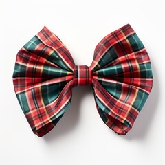 A vibrant plaid bow in red and green hues, perfect for festive decorations or stylish outfits during holidays.