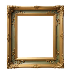 Golden frame in baroque style isolated on transparent background